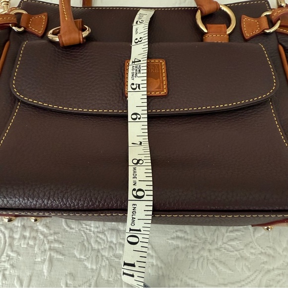 Dooney & Bourke Pebbled Leather Dark Brown / Maroon Satchel Gold Hardware - Picture 13 of 15